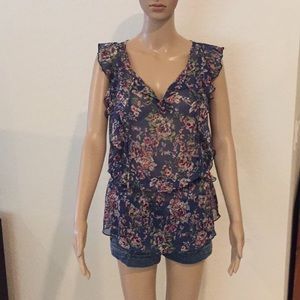 Express Floral Peasant Blouse